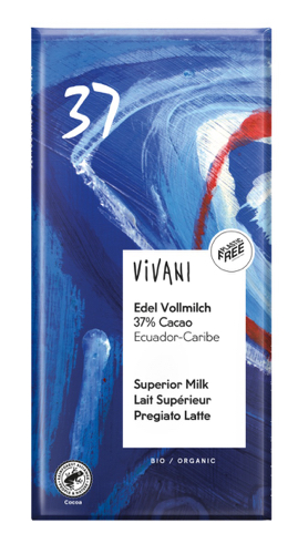 Vivani Chocolat lait 37% Santo Domingo bio 100g
